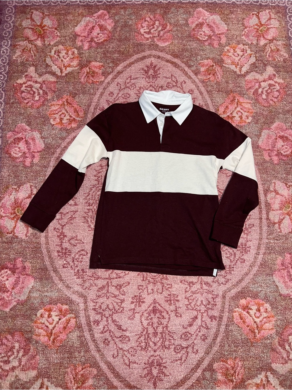 Old Navy Boy’s Maroon & Cream Rugby Polo Shirt